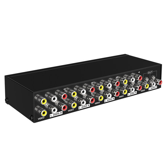 迈拓维矩 AV切换器8进1出三莲花RCA音视频切换 红黄白DVD机顶盒TV电视 MT-831AV