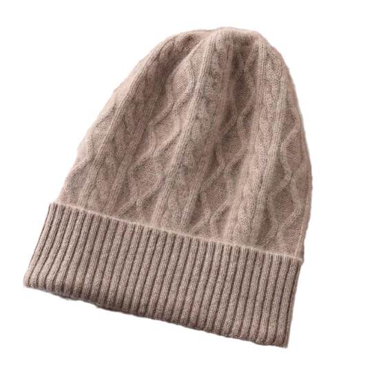 Hat pure wool warm knitted hat rhombus