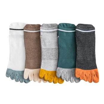 ຖົງຕີນຫ້າຕີນຂອງຜູ້ຊາຍ mid-calf socks spring and summer pure cotton toe anti-odor finger five-toe men's socks split toe socks cotton socks