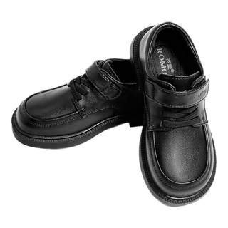 Romon boys' leather shoes children's shoes spring and autumn cowhide black