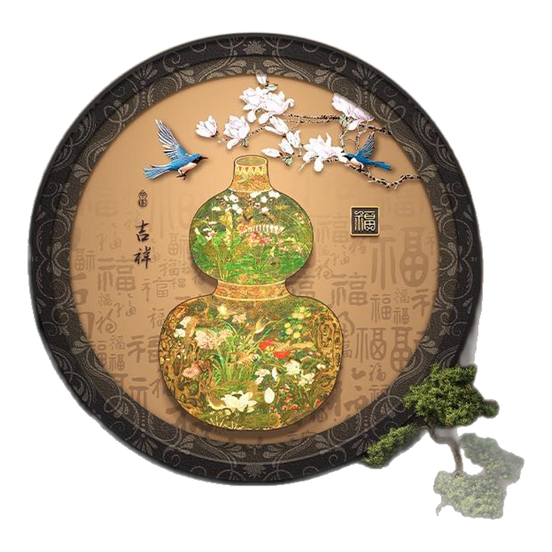 珐琅彩装饰画 山水玄关掐丝珐琅彩装饰画走廊过道高级挂画现代新款原创设计壁画