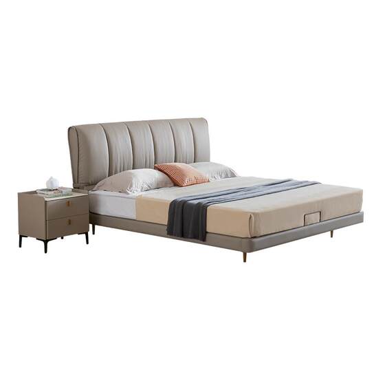Mousse first-layer cowhide solid wood simple suspended bed