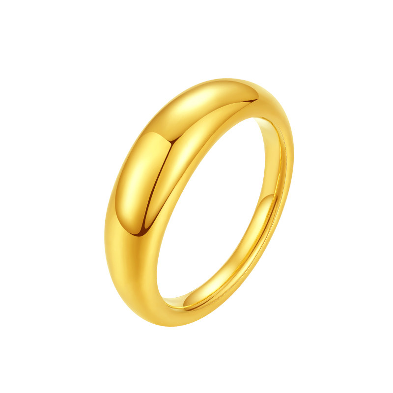 Zhou Taisheng gold dolphin back ring INS style loach back plain ring pure gold hard gold ring as a gift for girlfriend