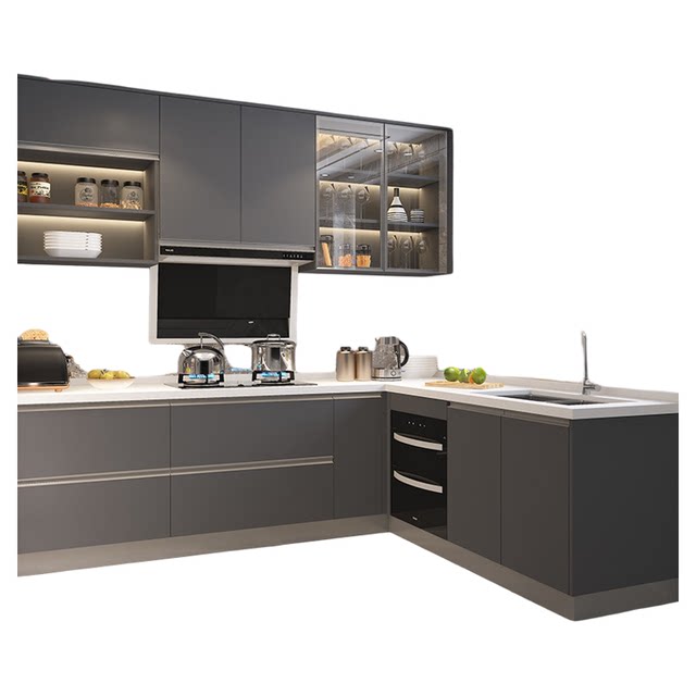 Official gold medal kitchen cabinet custom kitchen household integrated quartz stone countertop whole house custom integrated stove