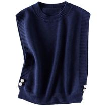 Shirt vest with retro temperament knitted vest for womens commuting age-reducing sweater with round neck and autumn and winter vest