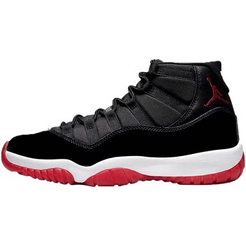 ປືນເຫຼັກຂະຫນາດນ້ອຍ Air Jordan 11 Bred AJ11 ສີດໍາແລະສີແດງສູງເທິງເກີບບ້ວງ replica 378037-061