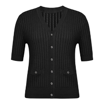 DEEP BREATH Take a deep breath my brother is really good at picking out the textured short-sleeved gold and silver knitted cardigan A401153