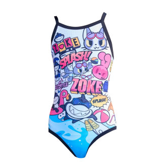 洲克儿童泳衣女童连体三角专业游泳训练速干女孩中大小童青少年