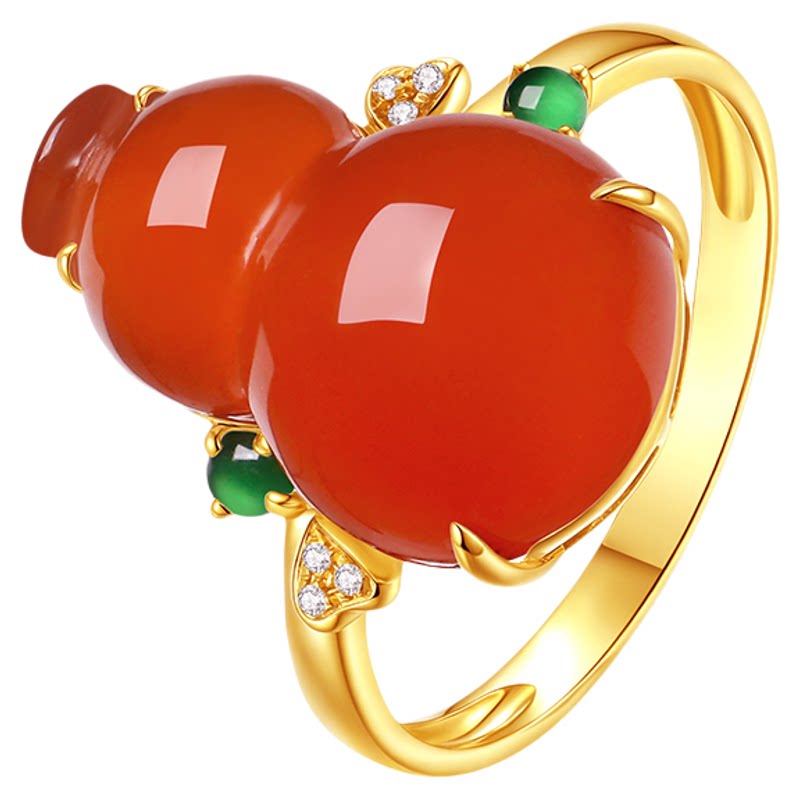 Baoshan Nanhong Imperial Green Jade 18K Gold Ring
