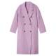 【绵羊毛+桑蚕丝】Goodland美地女装冬芋紫中长款双面呢大衣外套