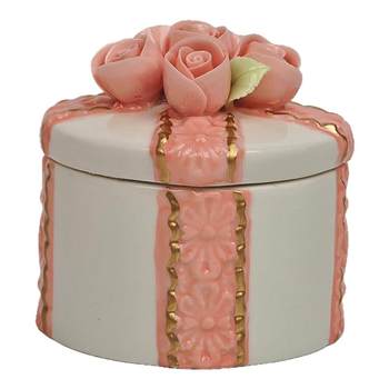 Ceramic hand-pinch rose jewelry box