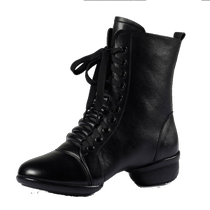 Precisely Fish Genuine Leather Dance Shoes Women Soft Bottom Autumn Winter New Square Dance Shoes Black Dancing Shoes Sailors Dance Boots