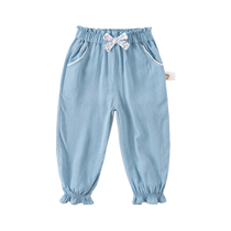 David Bella girls anti-mosquito pants baby girl fashionable thin pants 2024 summer new style lace trousers childrens clothing