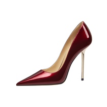 LilyWei burgundy high-end pointed-toe shoes 11cm ultra-fine sexy royal sister-style high heels large size 41-43