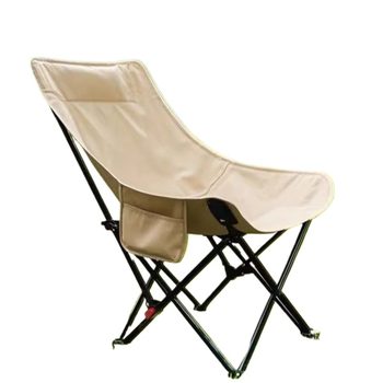 Outdoor folding chair picnic camping chair portable heightened moon chair beach lounge chair fishing stool camping equipment