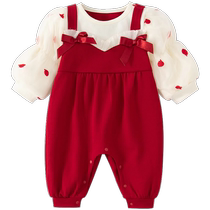 Baby clothes autumn clothes newborn baby girl jumpsuit one-month-old one-year-old dress spring and autumn outing clothing