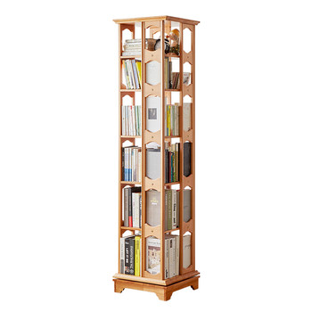 Simple modern rotating bookshelf full solid wood