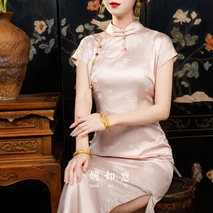 心上人新中式粉色国风旗袍女新娘高端结婚回门领证敬酒服高端气质