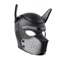 Dog head hood male mask human wear adult full face dance party Halloween removable opening role-playing props