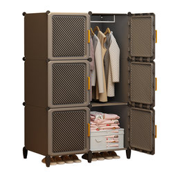 Simple wardrobe dust-proof assembly for rental housing, strong and durable plastic dormitory wardrobe, single children's bedroom wardrobe