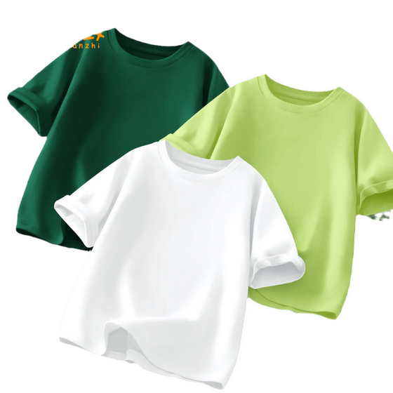 
Cotton girls T-shirt short-sleeved 2025 new solid color boys summer pure cotton girls tops children's clothing children's clothing