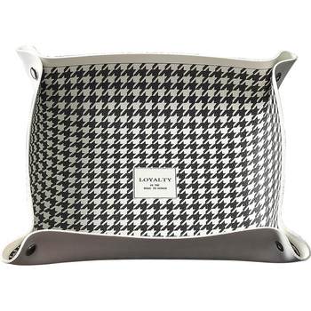 Houndstooth entrance key storage tray leather