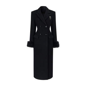 HiimDai 留洋大小姐 C位黑化千金 含羊毛沙漏收腰双面绒长款大衣