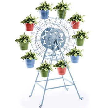 Ferris wheel shelf flower room living floor-standing ornaments tall rotatable indoor flower pot rack ຕົບແຕ່ງລະບຽງ