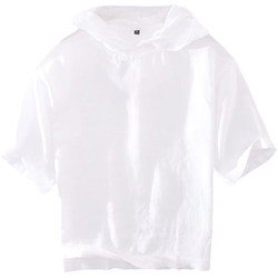 ເສື້ອຢືດ linen ແບບງ່າຍດາຍ hooded versatility ສະບາຍໆ ແຂນສັ້ນ sweatshirt ຜູ້ຊາຍວ່າງໄວຫນຸ່ມຝ້າຍແລະ linen top jacket