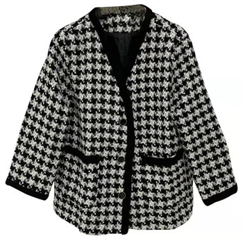 Short korean style waist slimming houndstooth