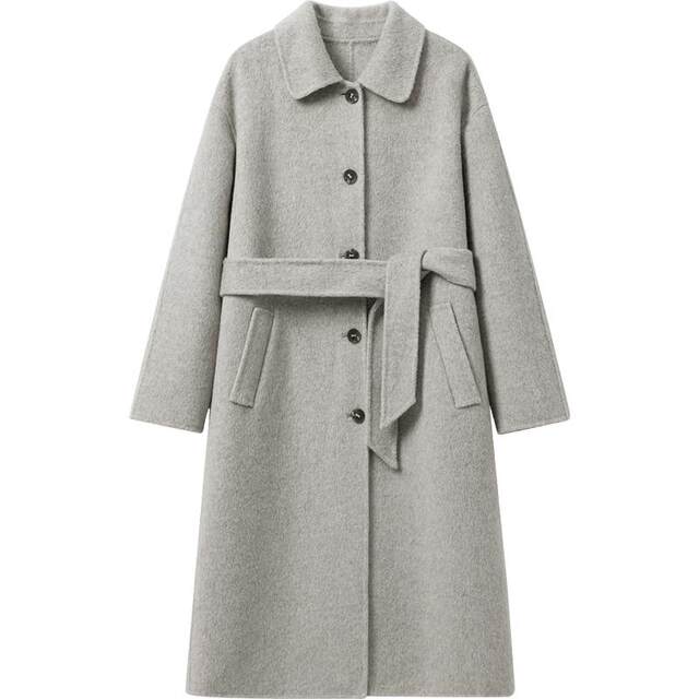 Lazy style mid-length woolen coat for women 24 autumn and winter new casual lace-up coat DDR4AD5204