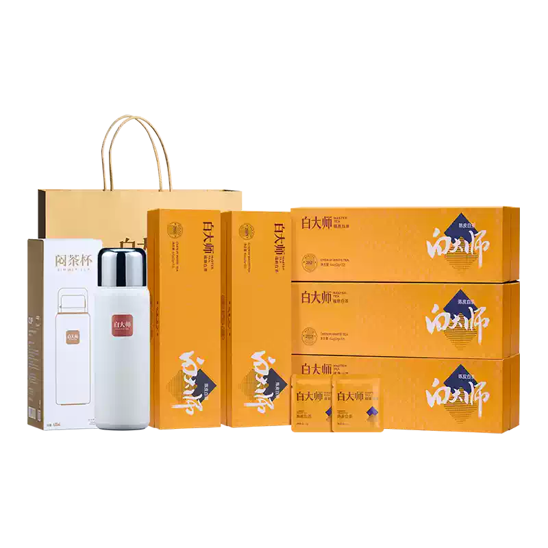 白大师2017年新会陈皮白茶高山福鼎老寿眉小方片适用送礼的200g茶叶礼盒