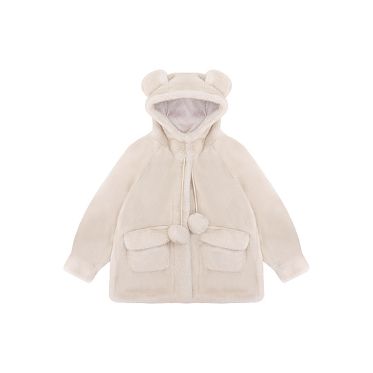 Autumn and winter Korean style new bear ears hooded fur jacket