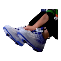 Storm Walking Shoes Double Wheels Boys Wheels Slip Walking Shoes Swivel Buttons Girls Deformed Wheels Shoes Four Wheels Children Skate