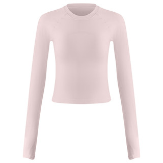 Umeko健身服女新款圆领紧身运动上衣跑步普拉提瑜伽速干长袖粉色