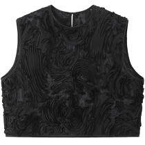 SUSHE heavy mesh lace plate embroidery imitation relief round neck sleeveless short box top for women summer