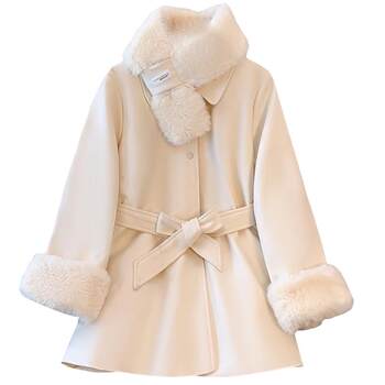 结婚红色小香风毛呢外套女2025秋冬季新款夹棉加厚中长款呢子大衣