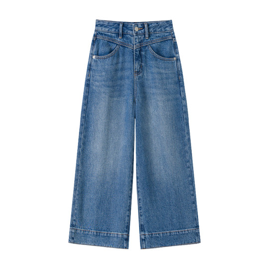 【风格密码】CHICJOJO莱赛尔牛仔裤女2025新款夏蓝色宽松八分休闲