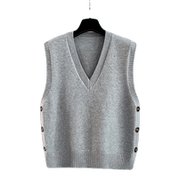 Knitted Vest Womens Vest Jacket Spring and Autumn 2024 New Sweater V-neck Loose Fashionable Outerwear Waistcoat Vest