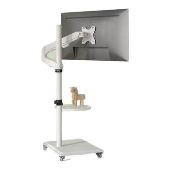 White monitor floor stand mobile cart horizontal and vertical screen rotating lift fitness yoga bestie machine random screen