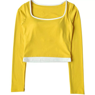 多巴胺瑜伽服套装女2025秋冬新款可外穿带胸垫撞色长袖普拉提上衣