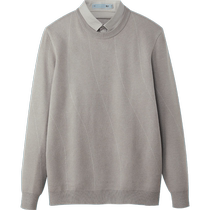 HLA Heilan Home Light Business Black Double Collar Sweater 24 Autumn New Warm Fake Two Piece Jacquard Pullover Men