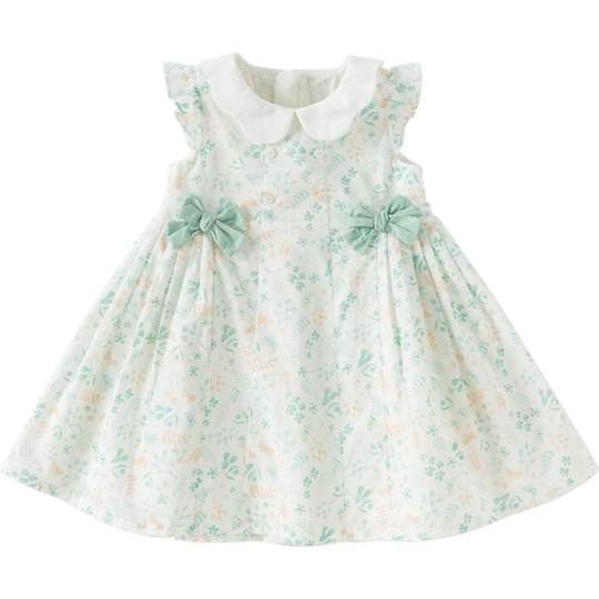 David Bella Girls' Fashionable Dress 2025 New Summer Children's Printed Skirt Baby Cotton Princess Skirt