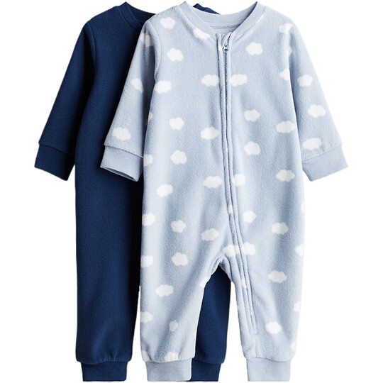 HM童装男婴女婴家居服2件装秋季抓绒长袖长裤拉链连体睡衣1177804