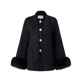 Woolen coat and cape with fox fur cuffs