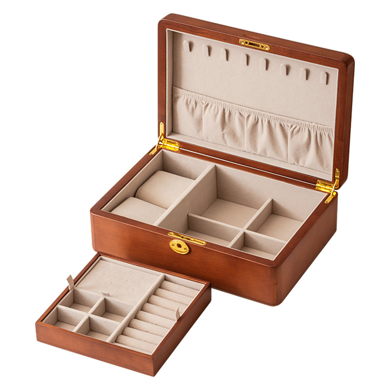 Muyaxuan solid wood double layer jewelry box