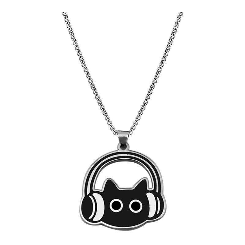 WHYBLUE original design little black cat wearing headphones