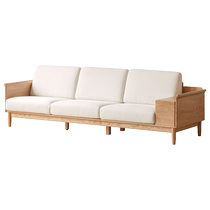 Genji Muyu all solid wood sofa modern simple oak straight row sofa small apartment multi-functional storage sofa