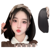Full human hair half wig wig headband one-piece female short hair high head hood U-shaped wig piece seamless hair extensions