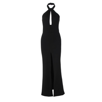 Gusty high-end temperament royal sister style halter neck deep v hollow dress hot girl high slit backless dress long skirt